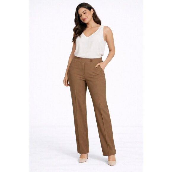 Anne Klein Pants - Anne Klein Womens Nutmeg Crinklette Straight Leg Pants Size 2P